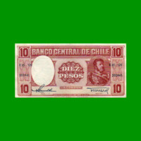 BILLETE DE CHILE $ 10,00, PICK 120, AÑO 1958/59, ESTADO EXCELENTE- .-