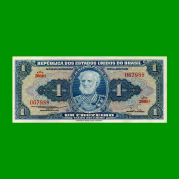 BILLETE DE BRASIL 1 CRUZEIRO, PICK 150b, AÑO 1955, ESTADO EXCELENTE+ .-