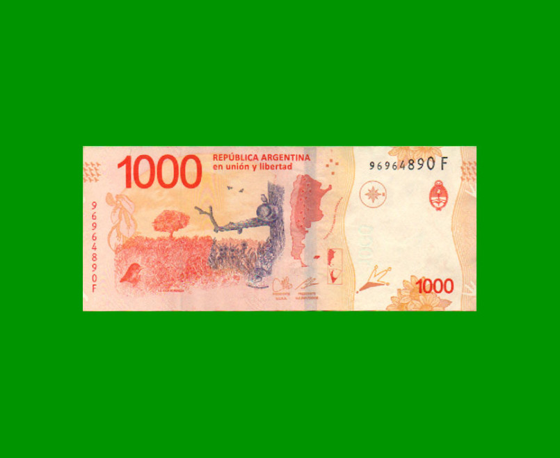 PESOS 3er DISEÑO $1.000,00, BOT 6013, AÑO 2020, SERIE F, ESTADO EXCELENTE.- - Imagen 2