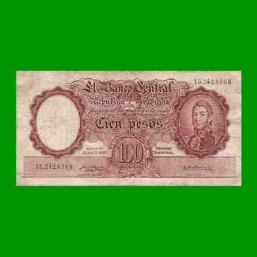 MONEDA NACIONAL $100,00, BOT 2050, AÑO 1958, ESTADO BUENO.-