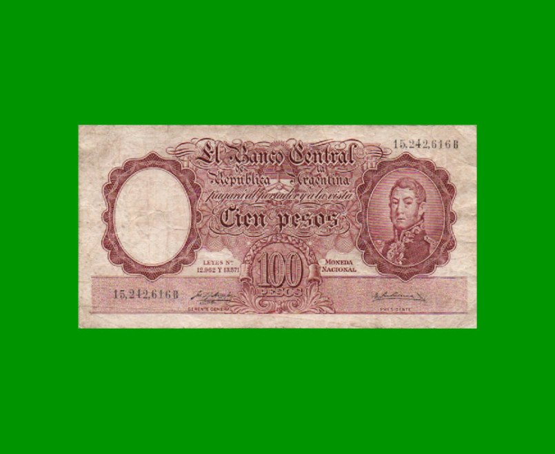 MONEDA NACIONAL $100,00, BOT 2050, AÑO 1958, ESTADO BUENO.-