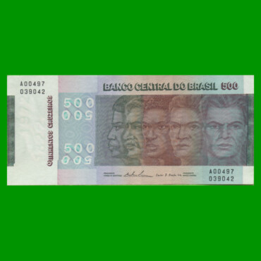 BILLETE DE BRASIL 500 CRUZEIROS, PICK 196b, AÑO 1974, ESTADO EXCELENTE.-