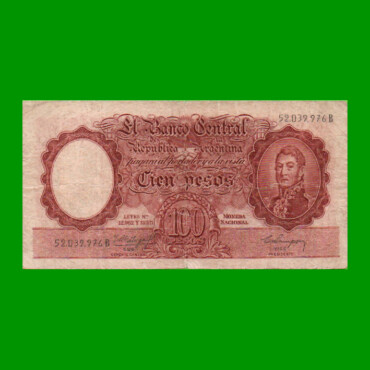 MONEDA NACIONAL $100,00, BOT 2054, AÑO 1959, ESTADO BUENO+ .-