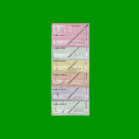 SET 6 BONOS TRUEQUE, NODO USINA RIO NEGRO, 0,50; 1; 2; 3; 5 Y 10 VURILOCHES, MG 2332 a 2337, ESTADO B a EXC+ .-