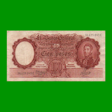 MONEDA NACIONAL $100,00, BOT 2063, AÑO 1963, ESTADO BUENO+ .-