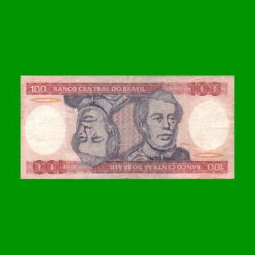 BILLETE DE BRASIL 100 CRUZEIROS, PICK 198a, AÑO 1981, ESTADO BUENO.-