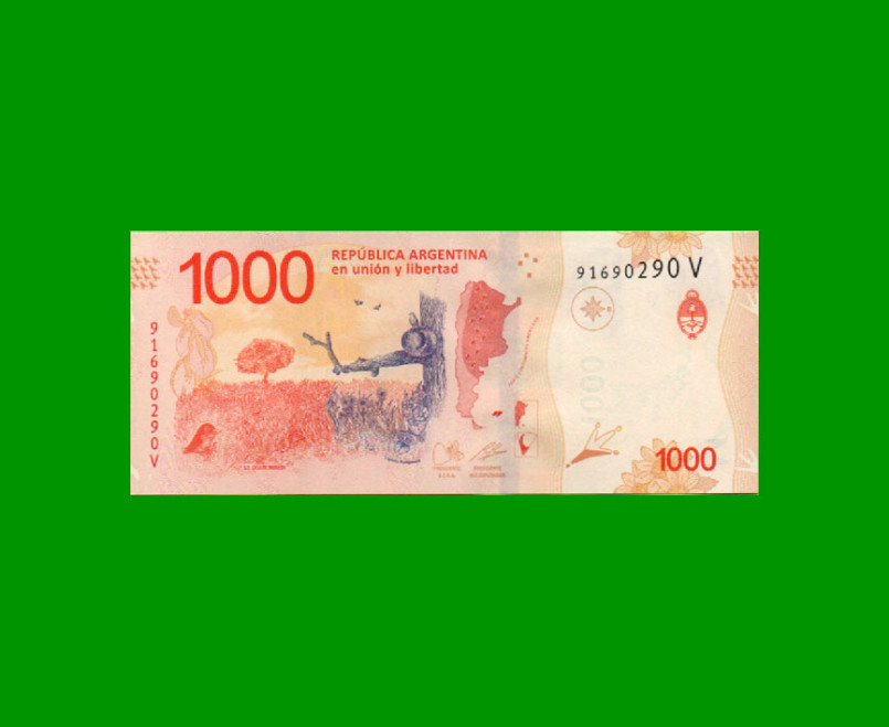 PESOS 3er DISEÑO $1.000,00, COL 6032, SERIE V, ESTADO SIN CIRCULAR.- - Imagen 2