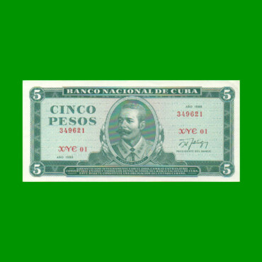 BILLETE DE CUBA $5,00 PICK 103d, AÑO 1988, ESTADO SIN CIRCULAR.-
