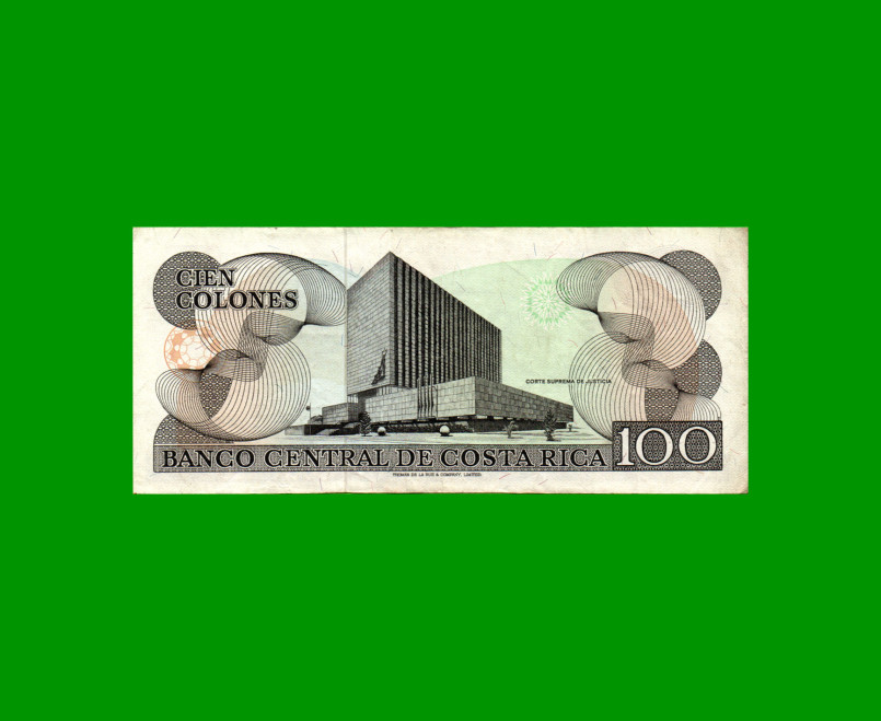 BILLETE DE COSTA RICA 100 COLONES, PICK 248b, AÑO 1988, ESTADO MUY BUENO+ .- - Imagen 2