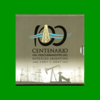 BLISTER MONEDA ARGENTINA, $ 2,00, CONMEMORATIVA CENTENARIO DESCRUBRIMIENTO DE PETROLEO, AÑO 2007, ESTADO NUEVO.-