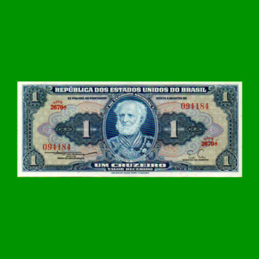 BILLETE DE BRASIL 1 CRUZEIRO, PICK 150b, AÑO 1955, ESTADO SIN CIRCULAR.-