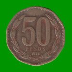 MONEDA DE CHILE 50 PESOS,  AÑO 1988, ESTADO USADA.-