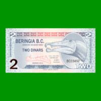 BILLETE DE BERINGIA 2 DINARES, POLYMERO FANTASIA, AÑO 2012, ESTADO SIN CIRCULAR.-