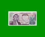 BILLETE DE COLOMBIA $ 10,00, PICK 407g, AÑO 1980, ESTADO SIN CIRCULAR.-