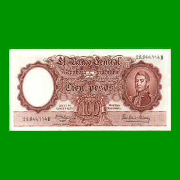 MONEDA NACIONAL $100,00, BOT 2068, AÑO 1964, ESTADO EXCELENTE.-