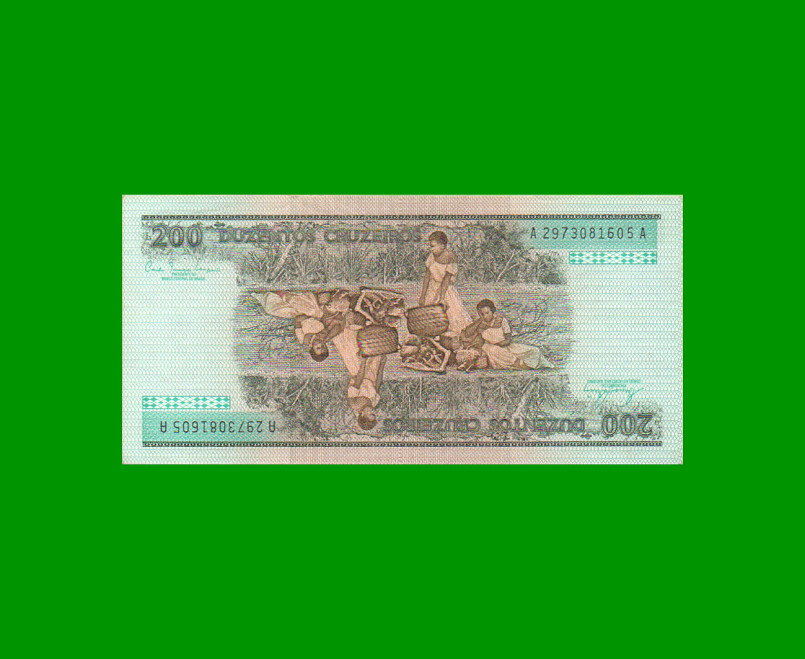 BILLETE DE BRASIL 200 CRUZEIROS, PICK 199a, AÑO 1981, ESTADO EXCELENTE.- - Imagen 2