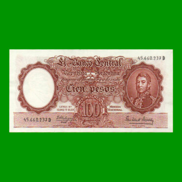 MONEDA NACIONAL $100,00, BOT 2069, AÑO 1965, ESTADO EXCELENTE.-