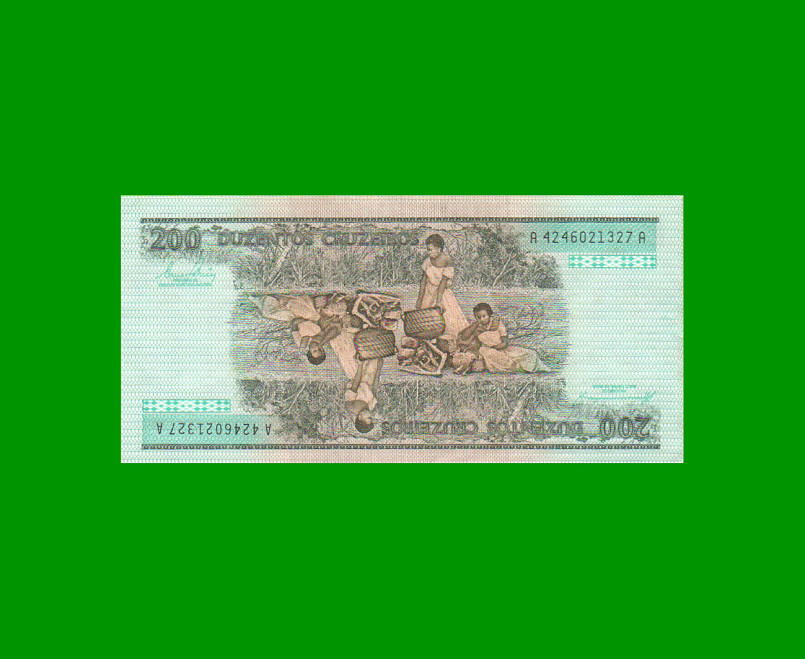 BILLETE DE BRASIL 200 CRUZEIROS, PICK 199b, AÑO 1984, ESTADO EXCELENTE.- - Imagen 2