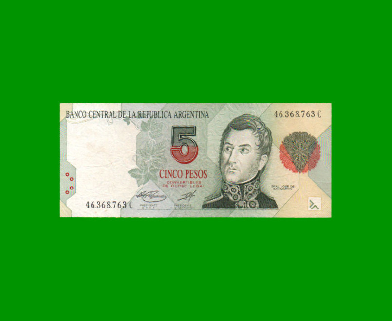 PESOS CONVERTIBLES 1er DISEÑO $5,00, BOT 3035, AÑO 1997, ESTADO MUY BUENO+ .-