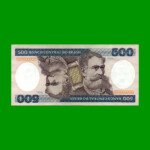BILLETE DE BRASIL 500 CRUZEIROS, PICK 200b, AÑO 1985, ESTADO EXCELENTE.-