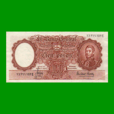 MONEDA NACIONAL $100,00, BOT 2073a, AÑO 1966, ESTADO MUY BUENO+ .-
