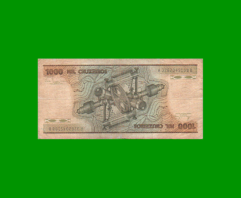 BILLETE DE BRASIL 1.000 CRUZEIROS, PICK 201a, AÑO 1981, ESTADO BUENO.- - Imagen 2