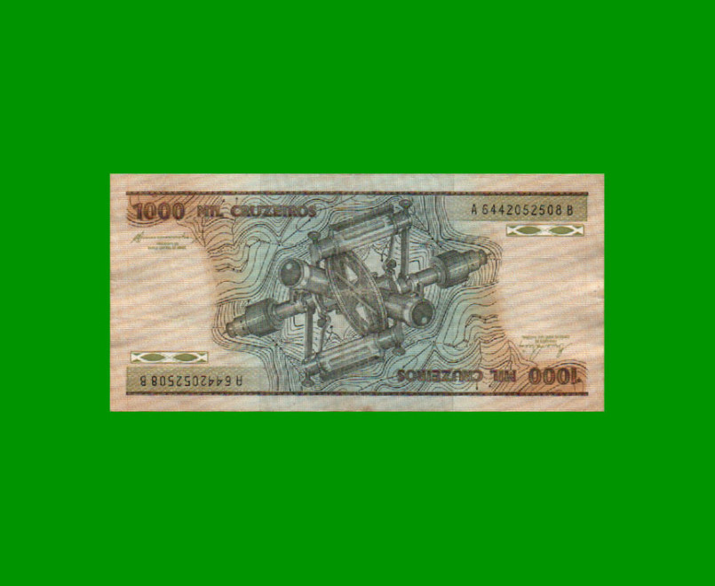 BILLETE DE BRASIL 1.000 CRUZEIROS, PICK 201b, AÑO 1984, ESTADO MUY BUENO.- - Imagen 2