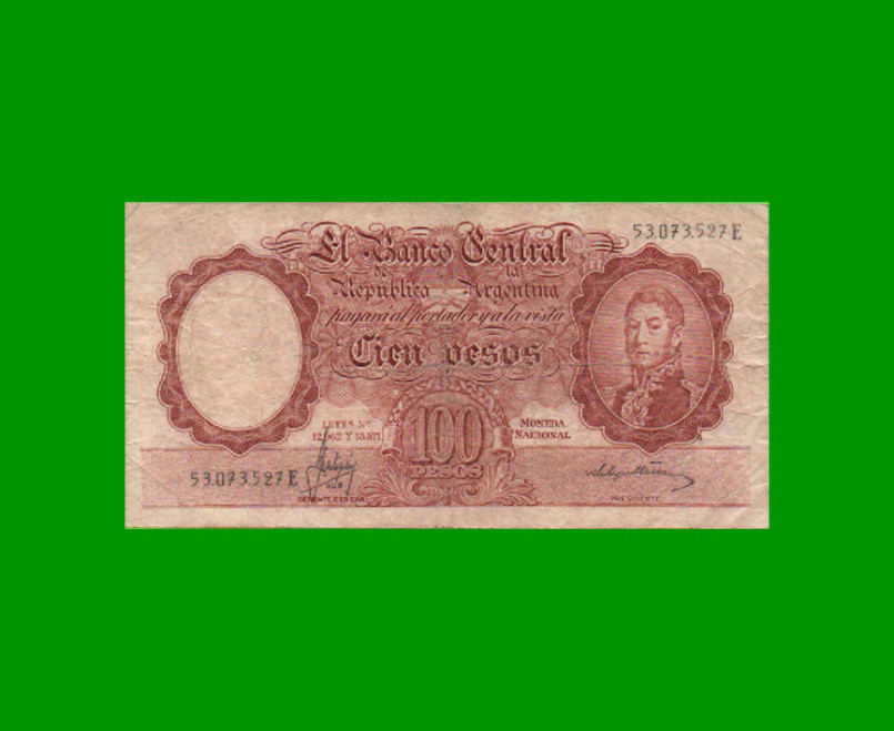 MONEDA NACIONAL $100,00, BOT 2075a, AÑO 1966, ESTADO BUENO.-