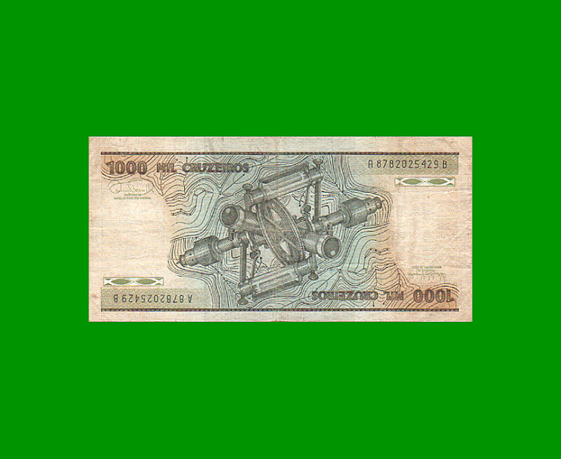 BILLETE DE BRASIL 1.000 CRUZEIROS, PICK 201c, AÑO 1985, ESTADO BUENO.- - Imagen 2