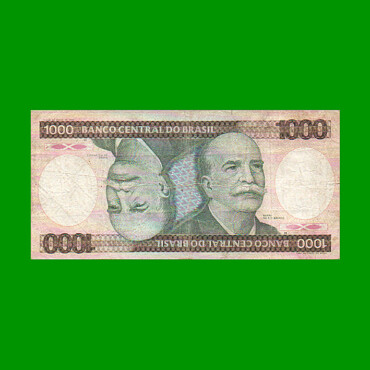 BILLETE DE BRASIL 1.000 CRUZEIROS, PICK 201c, AÑO 1985, ESTADO BUENO.-