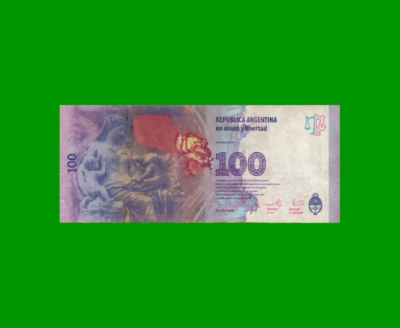 PESOS 3er DISEÑO $100,00, BOT C002, AÑO 2013, ESTADO MUY BUENO+ .- - Imagen 2