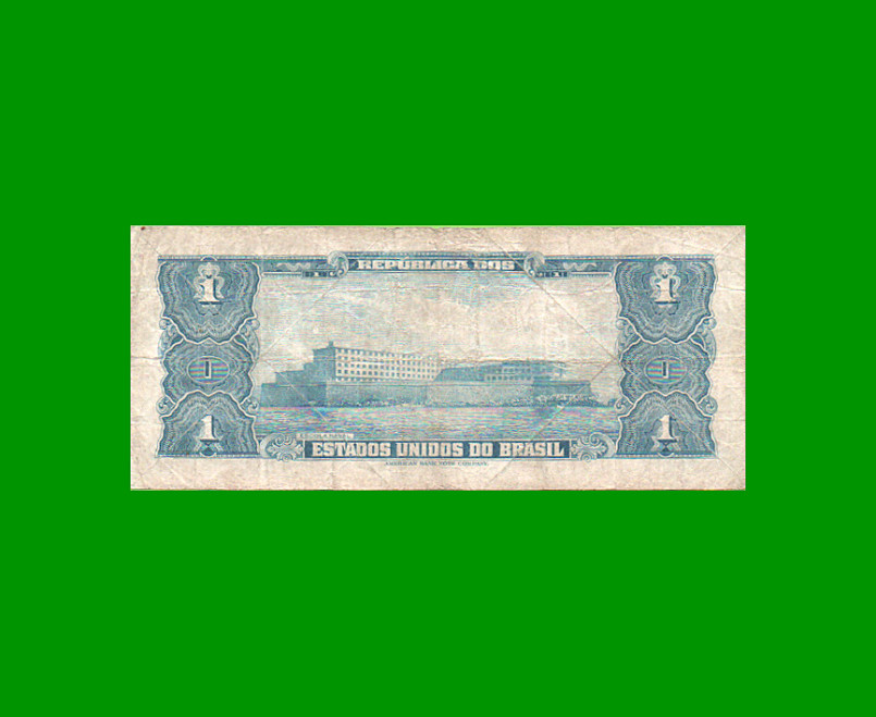 BILLETE DE BRASIL 1 CRUZEIRO, PICK 150c, AÑO 1956, ESTADO BUENO.- - Imagen 2