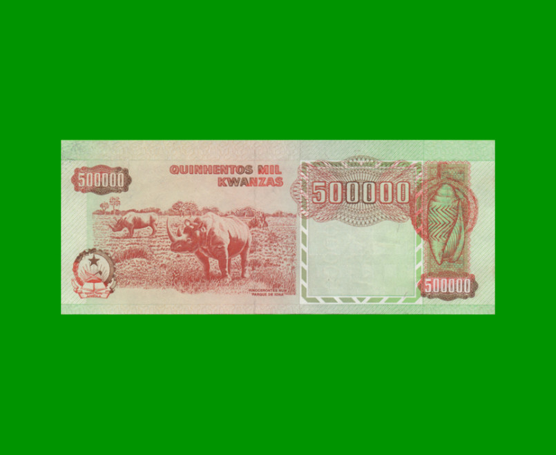 BILLETE DE ANGOLA 500.000 KWANZAS, PICK 134, AÑO 1991, ESTADO SIN CIRCULAR.- - Imagen 2