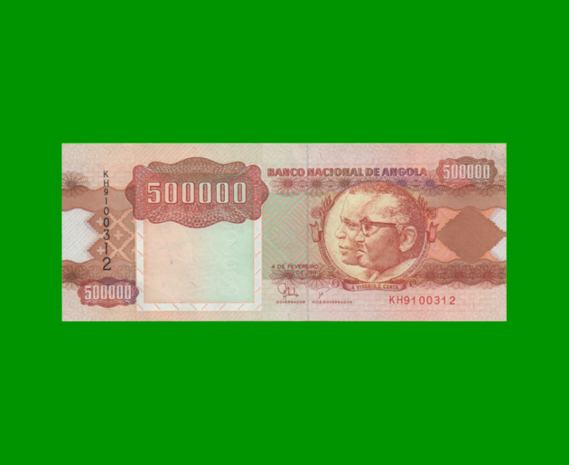 BILLETE DE ANGOLA 500.000 KWANZAS, PICK 134, AÑO 1991, ESTADO SIN CIRCULAR.-