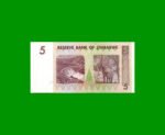BILLETE DE ZIMBABWE 5 DOLARES, PICK 66, ESTADO SIN CIRCULAR.- - Imagen 2