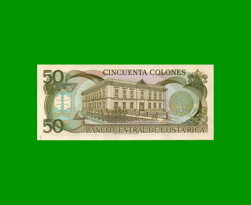 BILLETE DE COSTA RICA 50 COLONES, PICK 257, AÑO 1991, ESTADO SIN CIRCULAR.- - Imagen 2