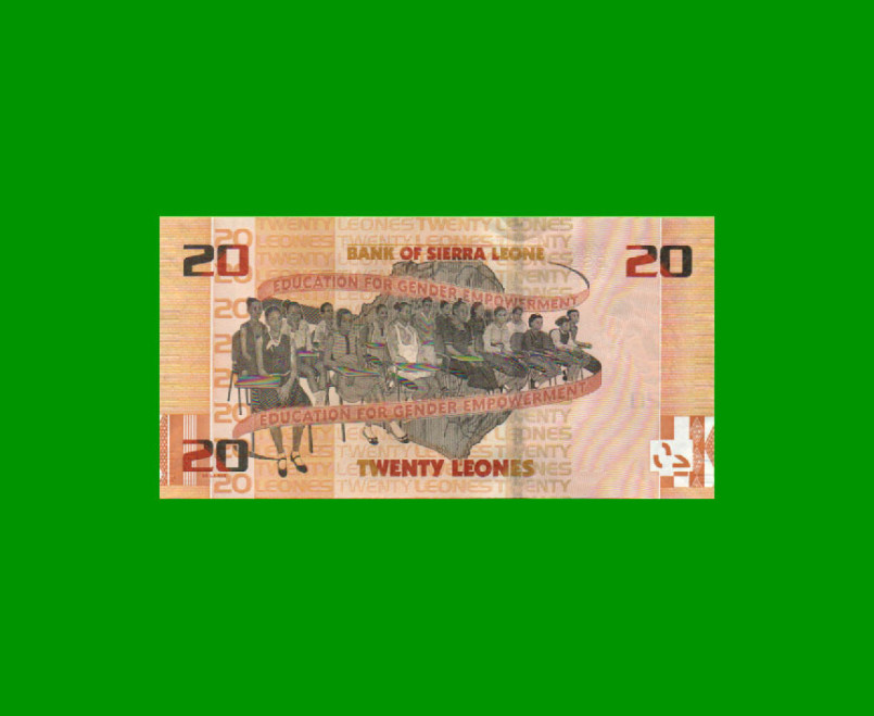 BILLETE DE SIERRA LEONA 20 LEONES, PICK 38, AÑO 2022, ESTADO SIN CIRCULAR.- - Imagen 2