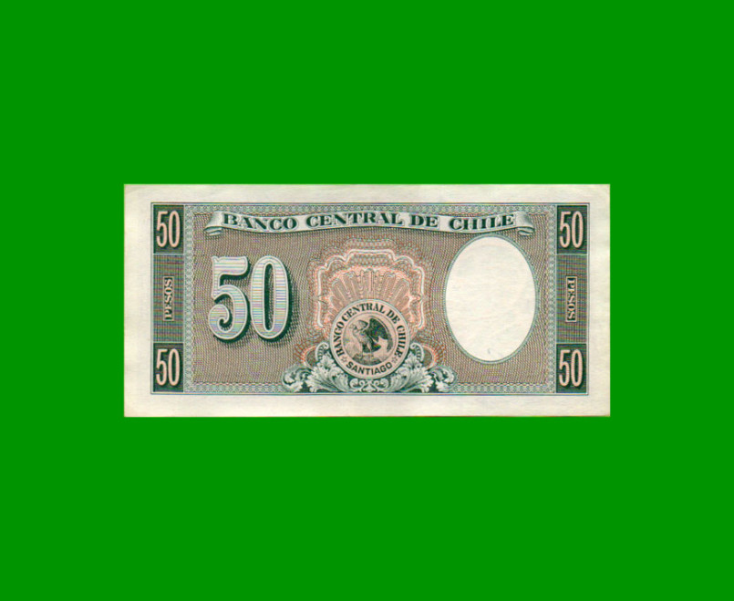 BILLETE DE CHILE $ 50,00, PICK 121, AÑO 1958/59, ESTADO EXCELENTE.- - Imagen 2