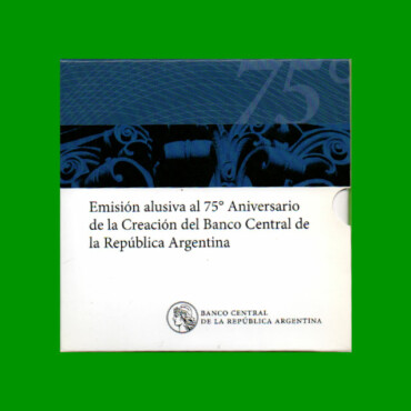 BLISTER MONEDA ARGENTINA, $ 2,00, CONMEMORATIVA 75° ANIVERSARIO DE LA CREACION DEL BCRA, AÑO 2010, ESTADO NUEVO.-