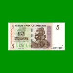BILLETE DE ZIMBABWE 5 DOLARES, PICK 66, ESTADO SIN CIRCULAR.-