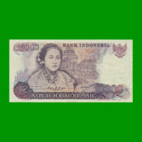 BILLETE DE INDONESIA 10.000 RUPIAS, PICK 126, AÑO 1985, ESTADO MUY BUENO+ .-