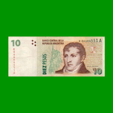 REPOSICION BILLETE CONVERTIBLE SEGUNDO DISEÑO $ 10,00, BOT 3434b, ESTADO MUY BUENO.-