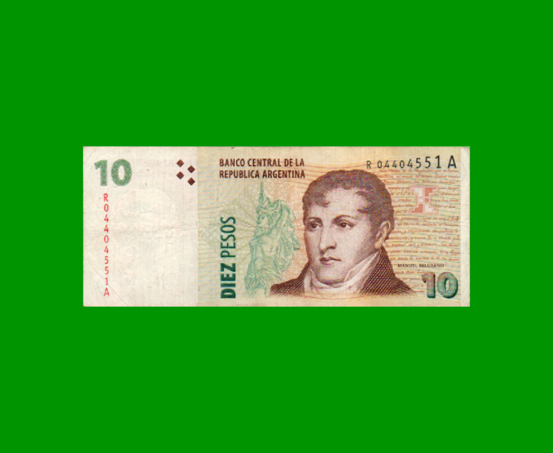 REPOSICION BILLETE CONVERTIBLE SEGUNDO DISEÑO $ 10,00, BOT 3434b, ESTADO MUY BUENO.-