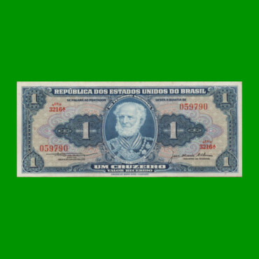 BILLETE DE BRASIL 1 CRUZEIRO, PICK 150c, AÑO 1956, ESTADO EXCELENTE- .-
