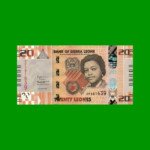 BILLETE DE SIERRA LEONA 20 LEONES, PICK 38, AÑO 2022, ESTADO SIN CIRCULAR.-