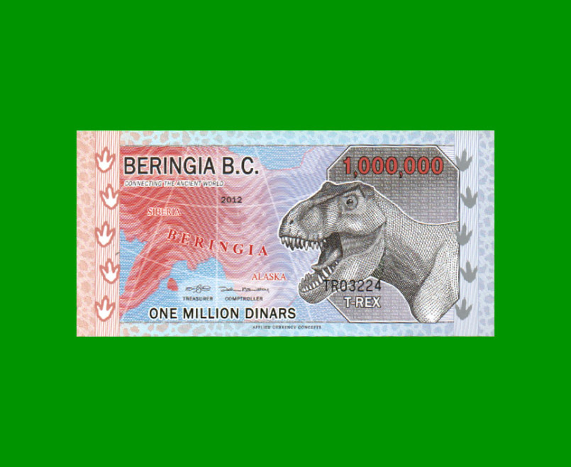 BILLETE DE BERINGIA 1.000.000 DINARES, POLYMERO FANTASIA, AÑO 2012, ESTADO SIN CIRCULAR.-