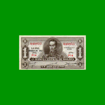 BILLETE DE BOLIVIA 1 BOLIVIANO, PICK 128b, AÑO 1928, ESTADO SIN CIRCULAR.-