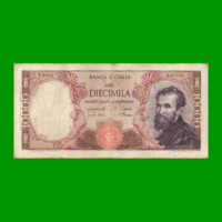 BILLETE DE ITALIA 10.000 LIRAS, PICK 97a, AÑO 1962, ESTADO BUENO+ .-