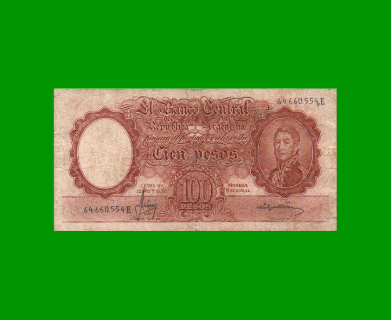 MONEDA NACIONAL $100,00, BOT 2076, AÑO 1967, ESTADO BUENO.-