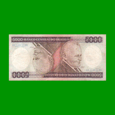 BILLETE DE BRASIL 5.000 CRUZEIROS, PICK 202c, AÑO 1984, ESTADO MUY BUENO.-